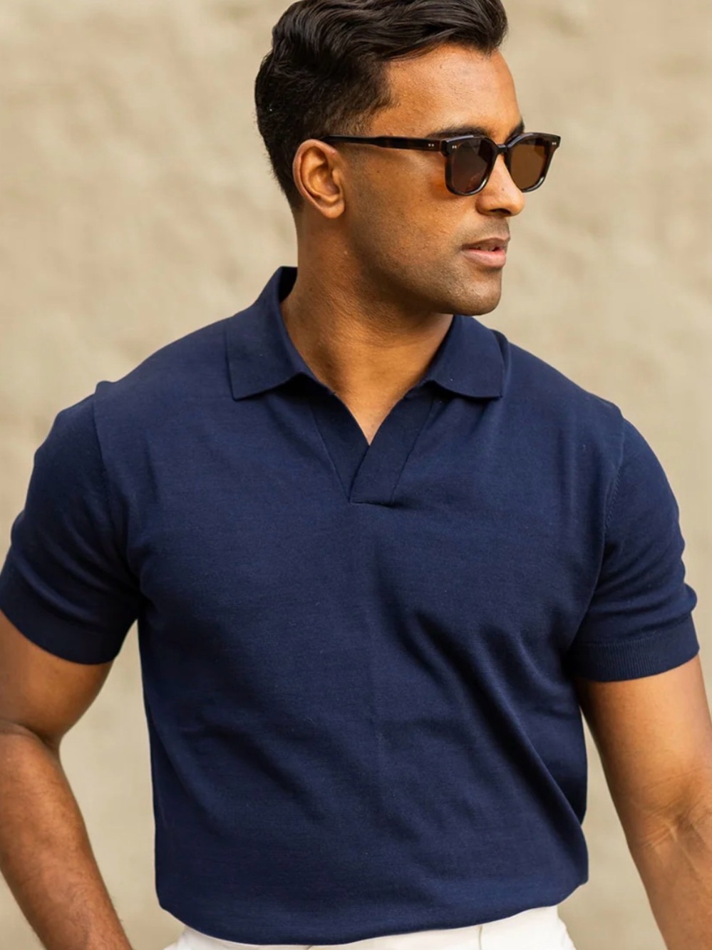 Collars and Co Maranello Cotton & Silk Buttonless Polo Black - Size M New W/ Tag